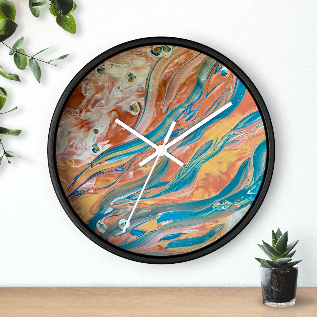Wall Clock - Abstract Blue & Gold