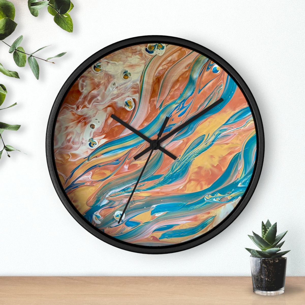 Wall Clock - Abstract Blue & Gold