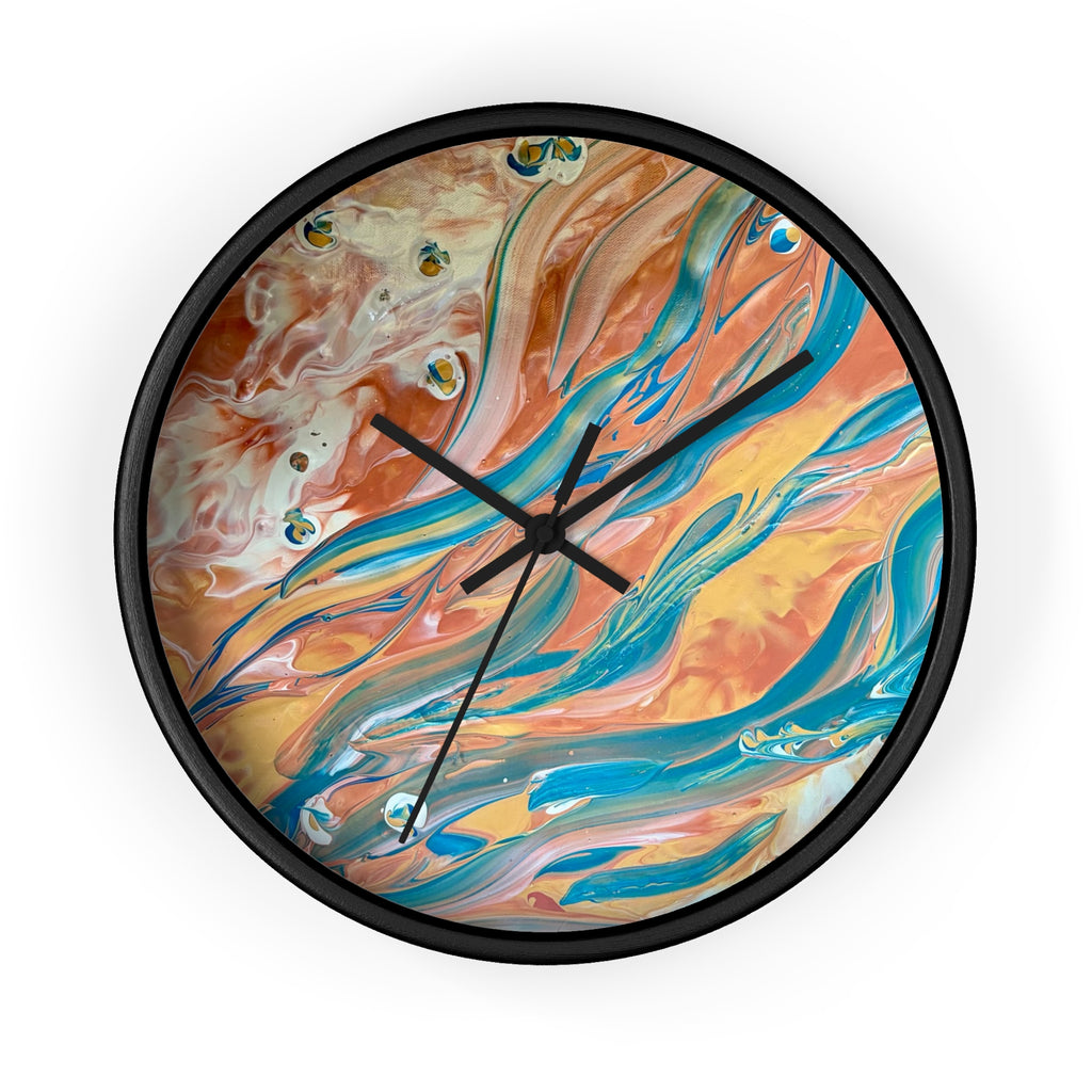 Wall Clock - Abstract Blue & Gold