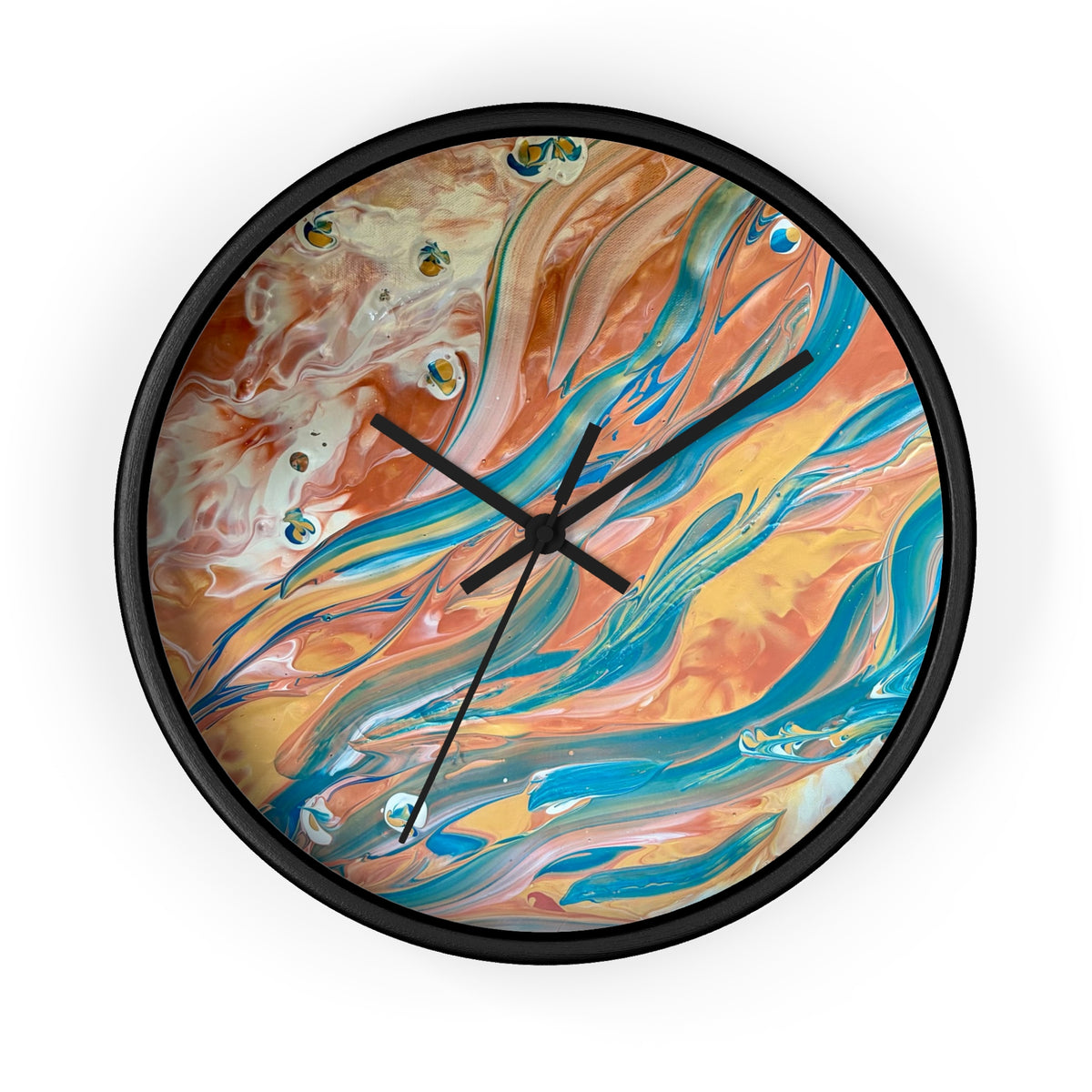 Wall Clock - Abstract Blue & Gold