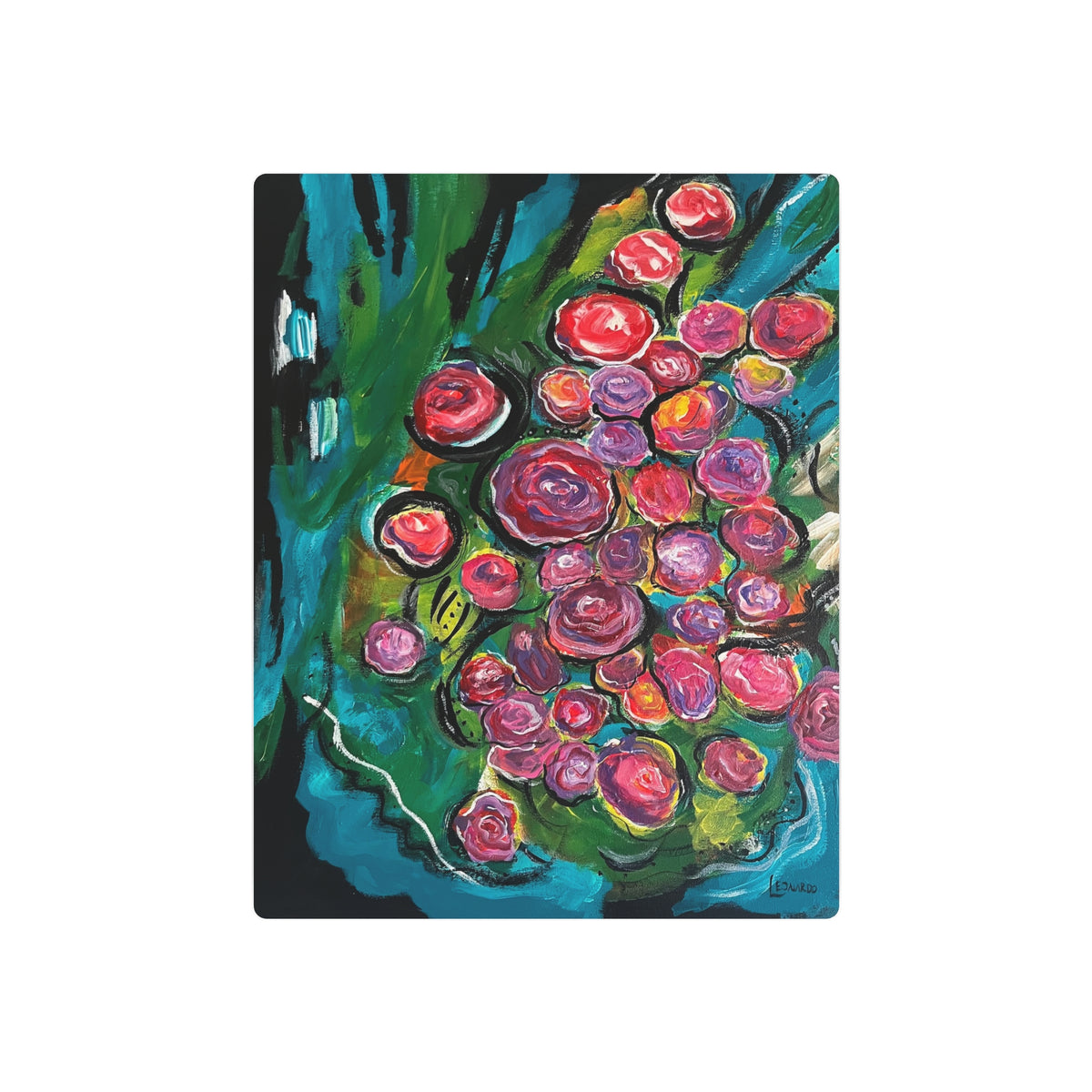 Metal Art Sign - Abstract Flowers