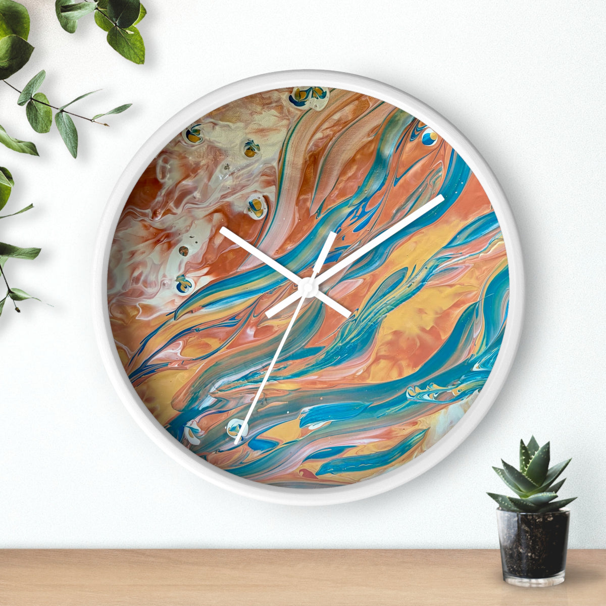 Wall Clock - Abstract Blue & Gold