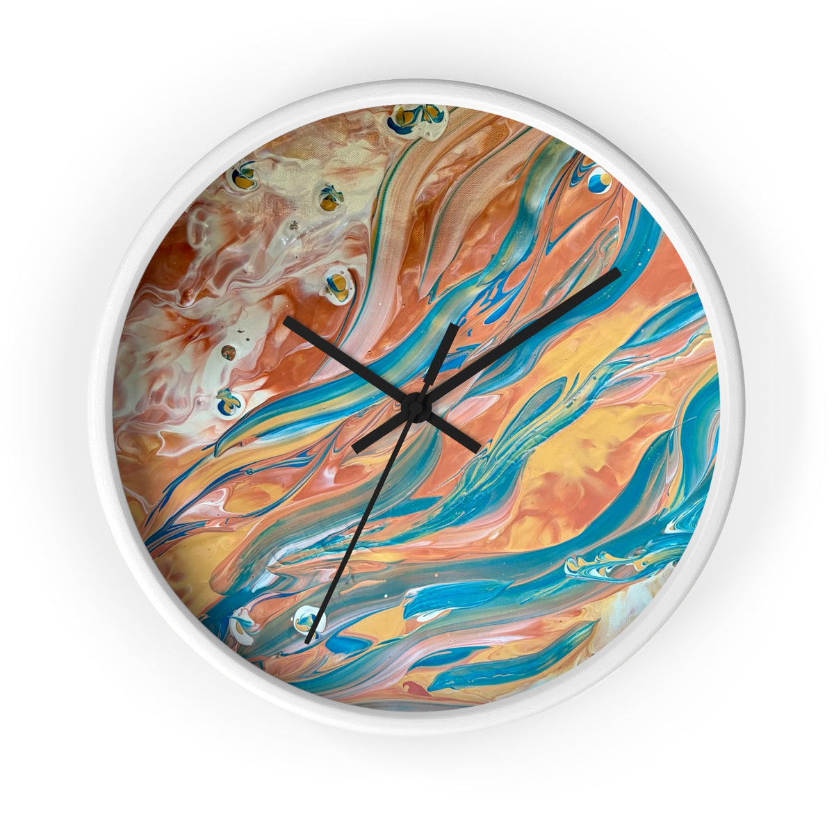 Wall Clock - Abstract Blue & Gold