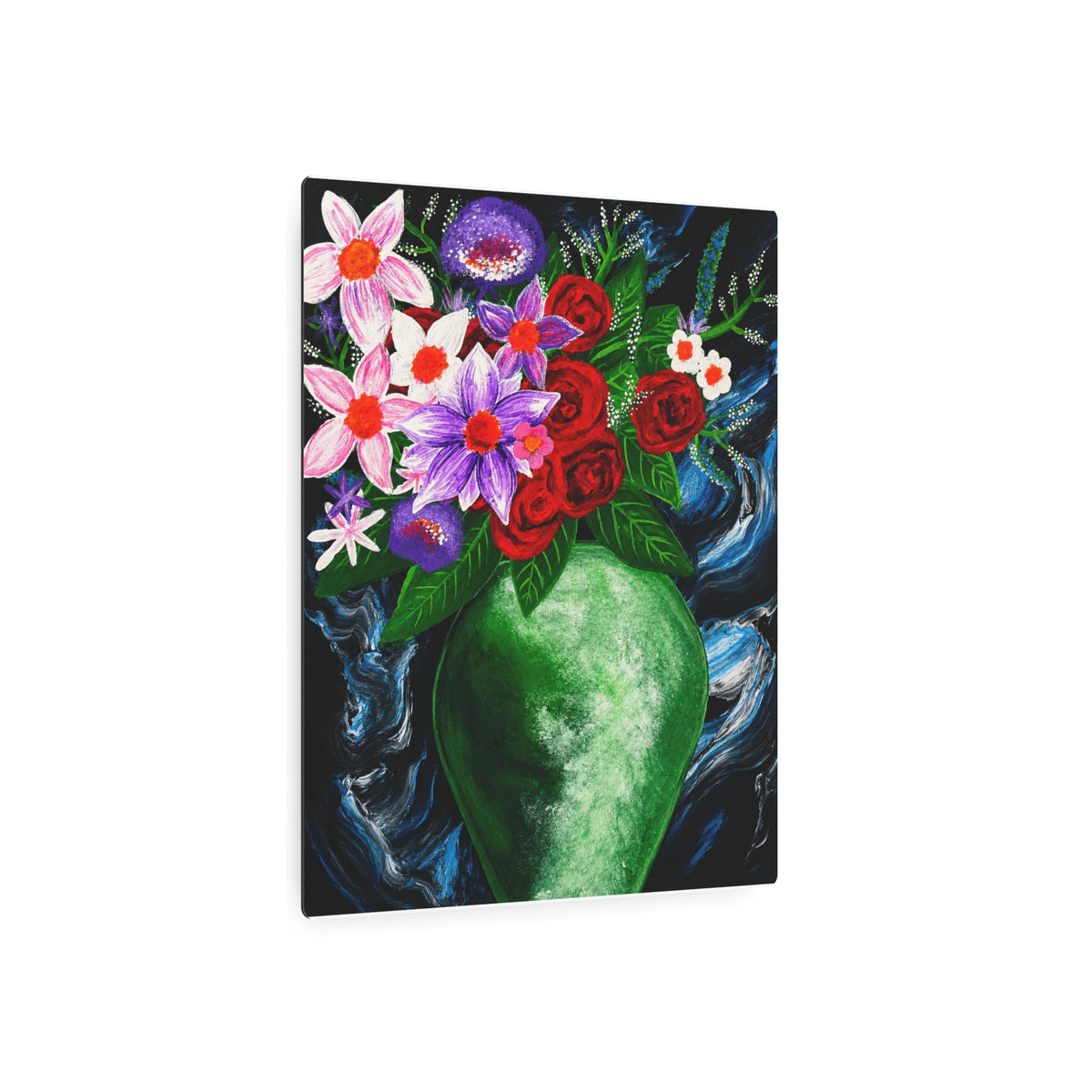 Metal Art Sign - Green Vase