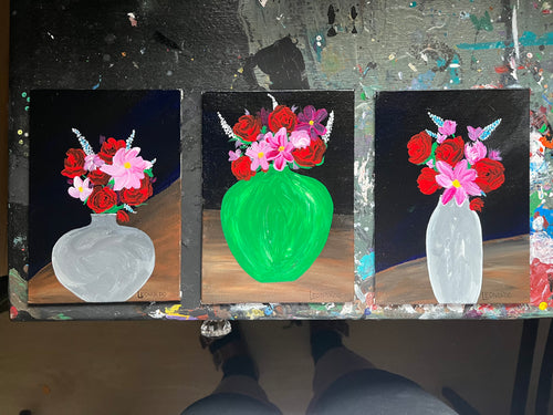 After Dark Floral Mini Series - Electric Bloom - Original Artwork