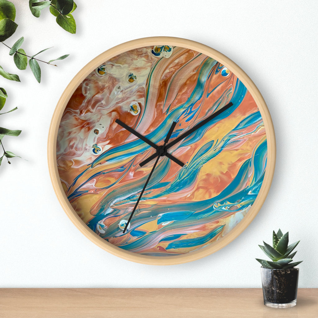 Wall Clock - Abstract Blue & Gold