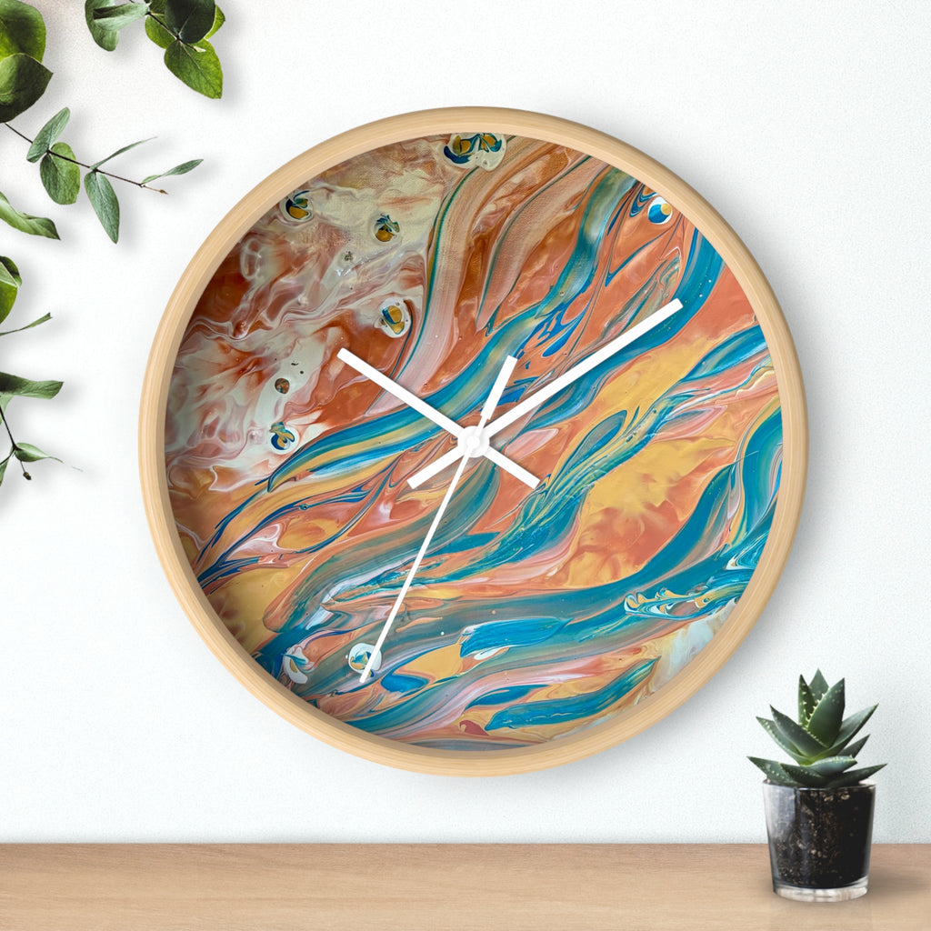 Wall Clock - Abstract Blue & Gold