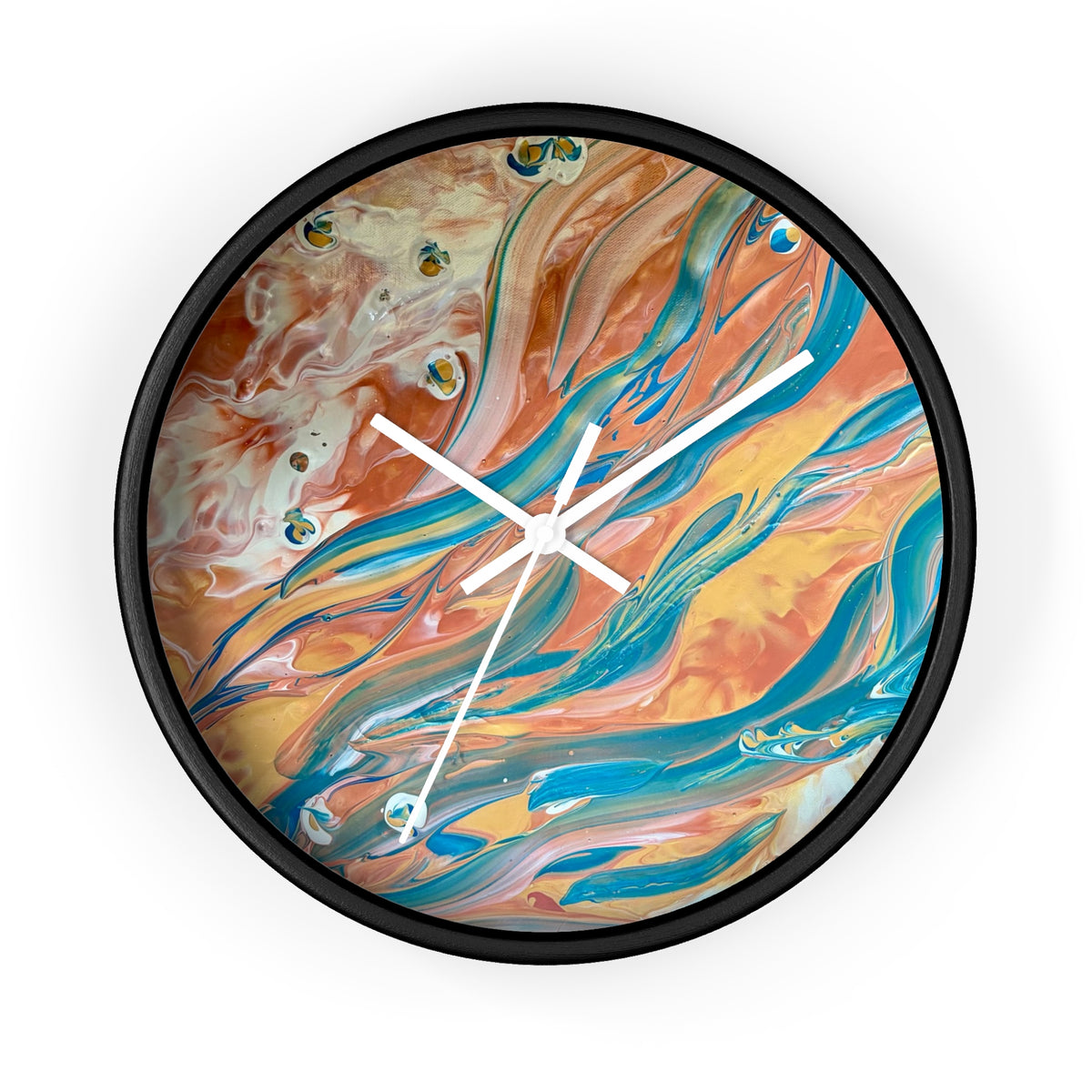 Wall Clock - Abstract Blue & Gold