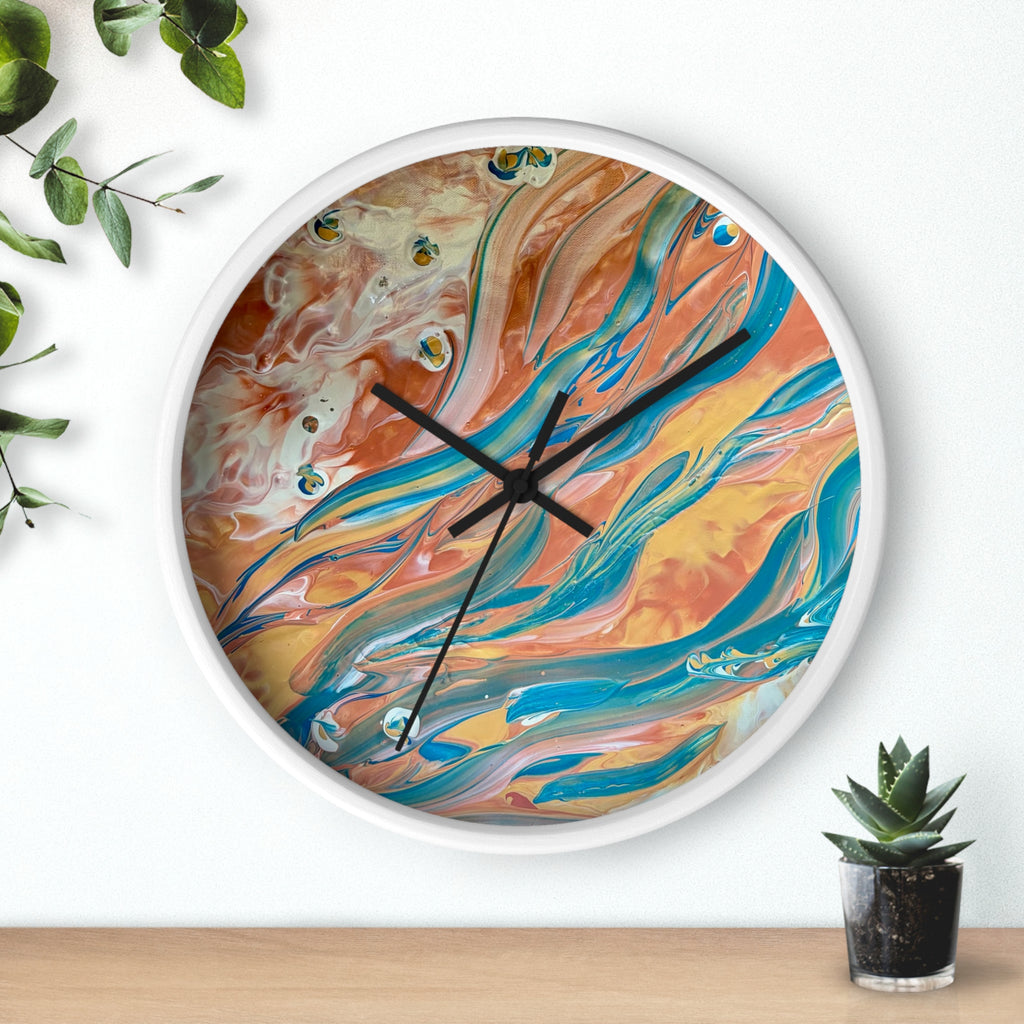 Wall Clock - Abstract Blue & Gold