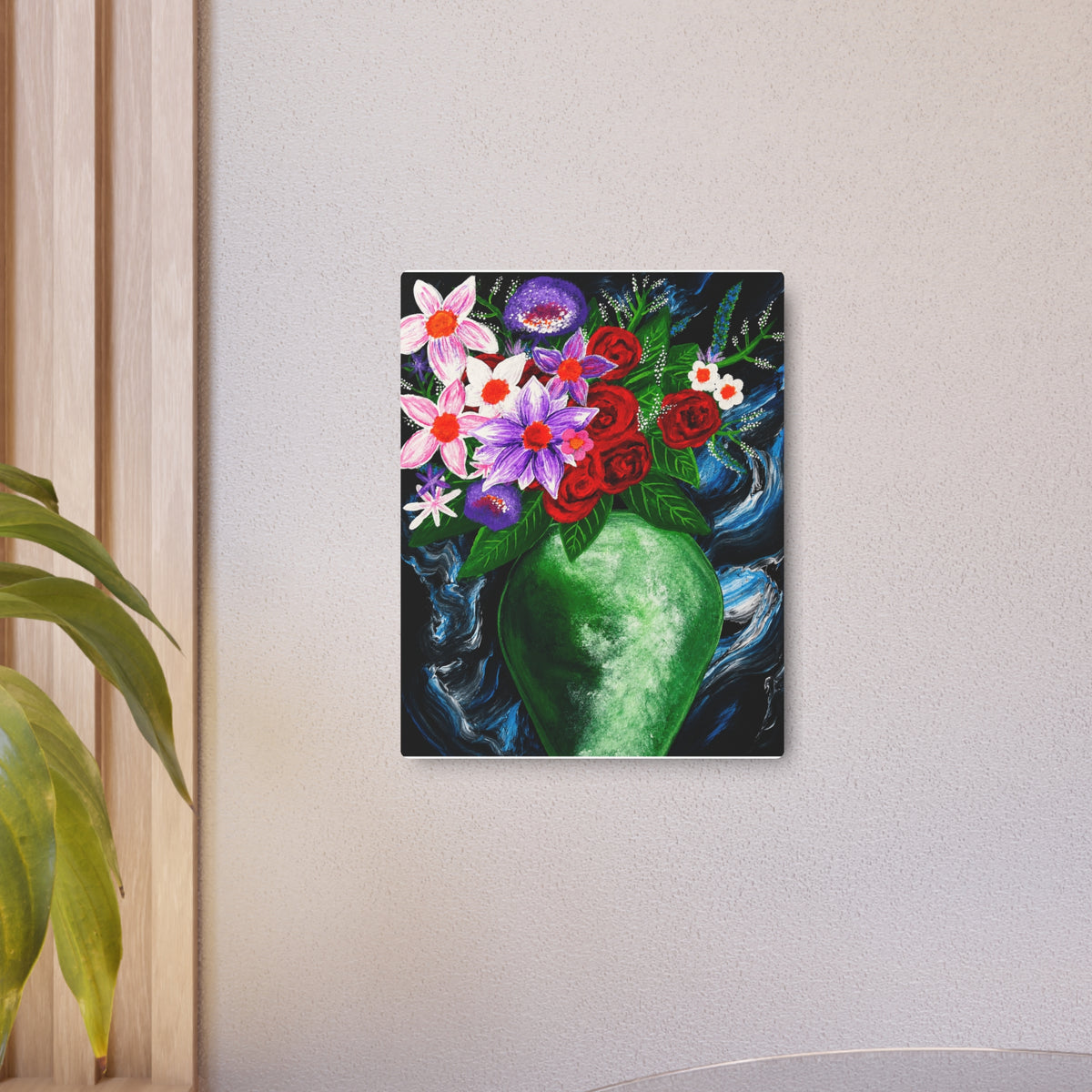 Metal Art Sign - Green Vase