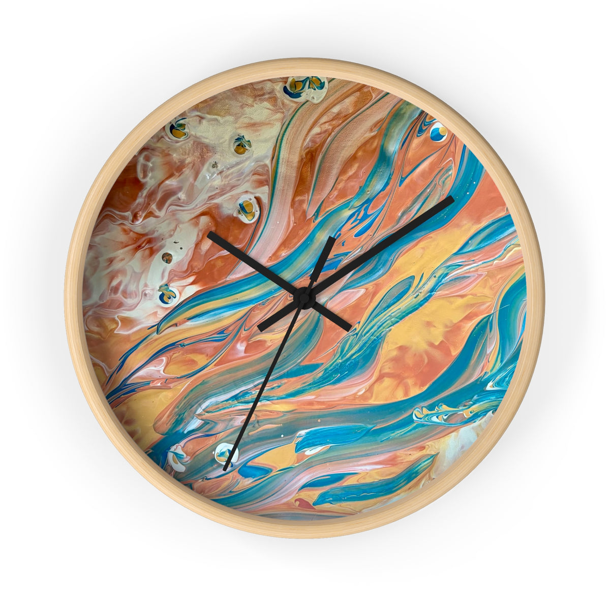 Wall Clock - Abstract Blue & Gold